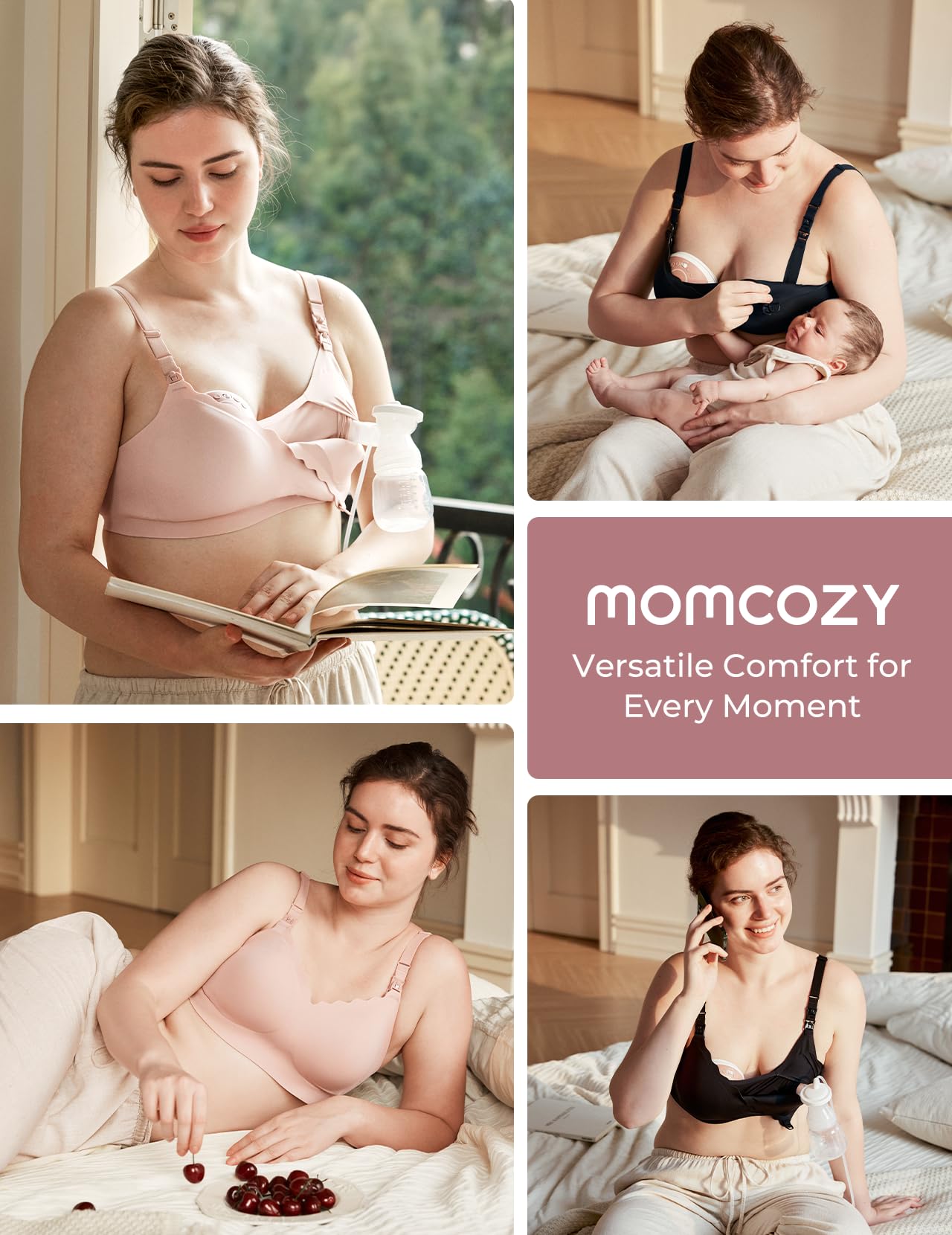 momcozy Reggiseno 4 in 1 per Allattamento – Reggiseno Multifunzione Traspirante con Funzione rinfrescante