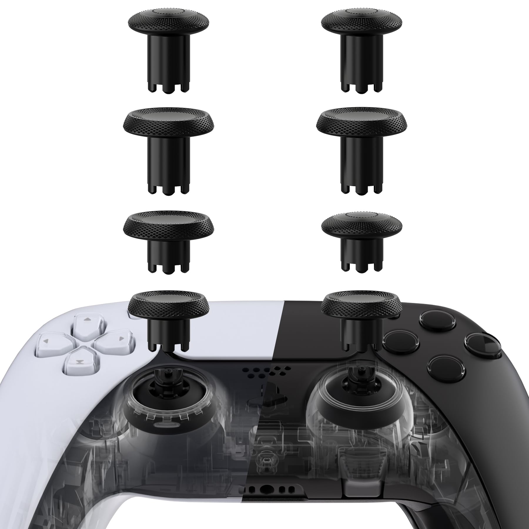 eXtremeRate ThumbsGear V3 Joysticks Intercambiables Palanca Ergonómica para ps5 Analógico de Repuesto Thumb Sticks para ps4 Mando - 3 Alturas Adjustables Grips Thumbsticks Convexo y Cóncavo(Negro)