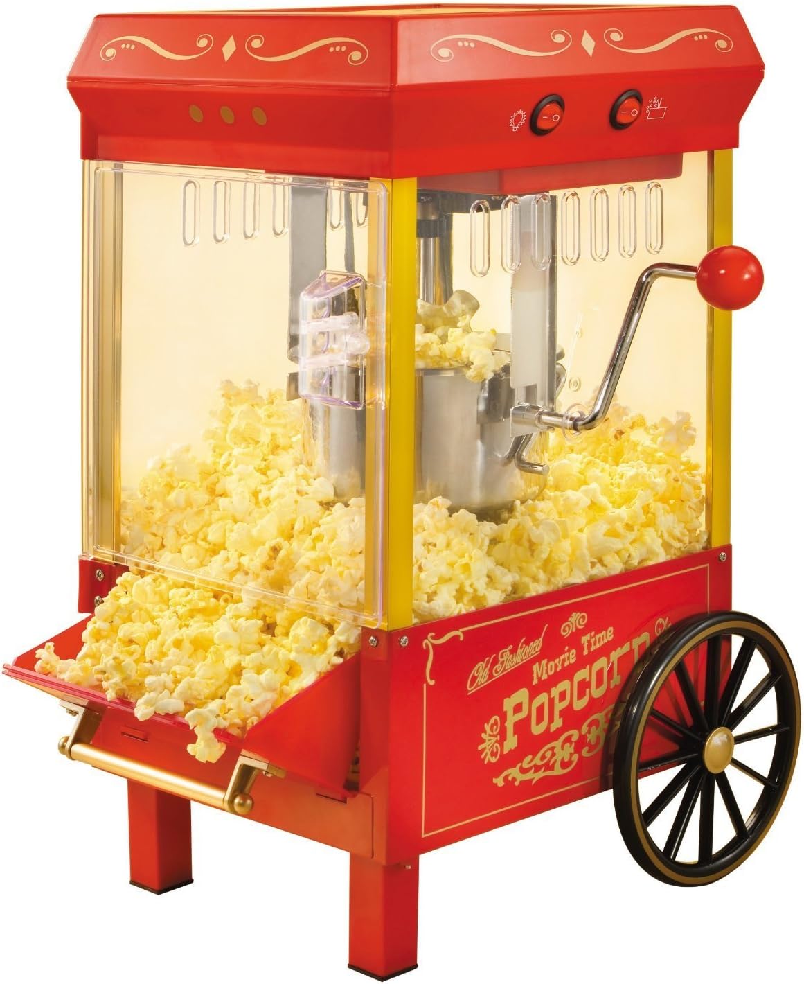Stainless-Steel Kettle, 390-Watt Electric Popcorn Maker, Red by Nostaglia