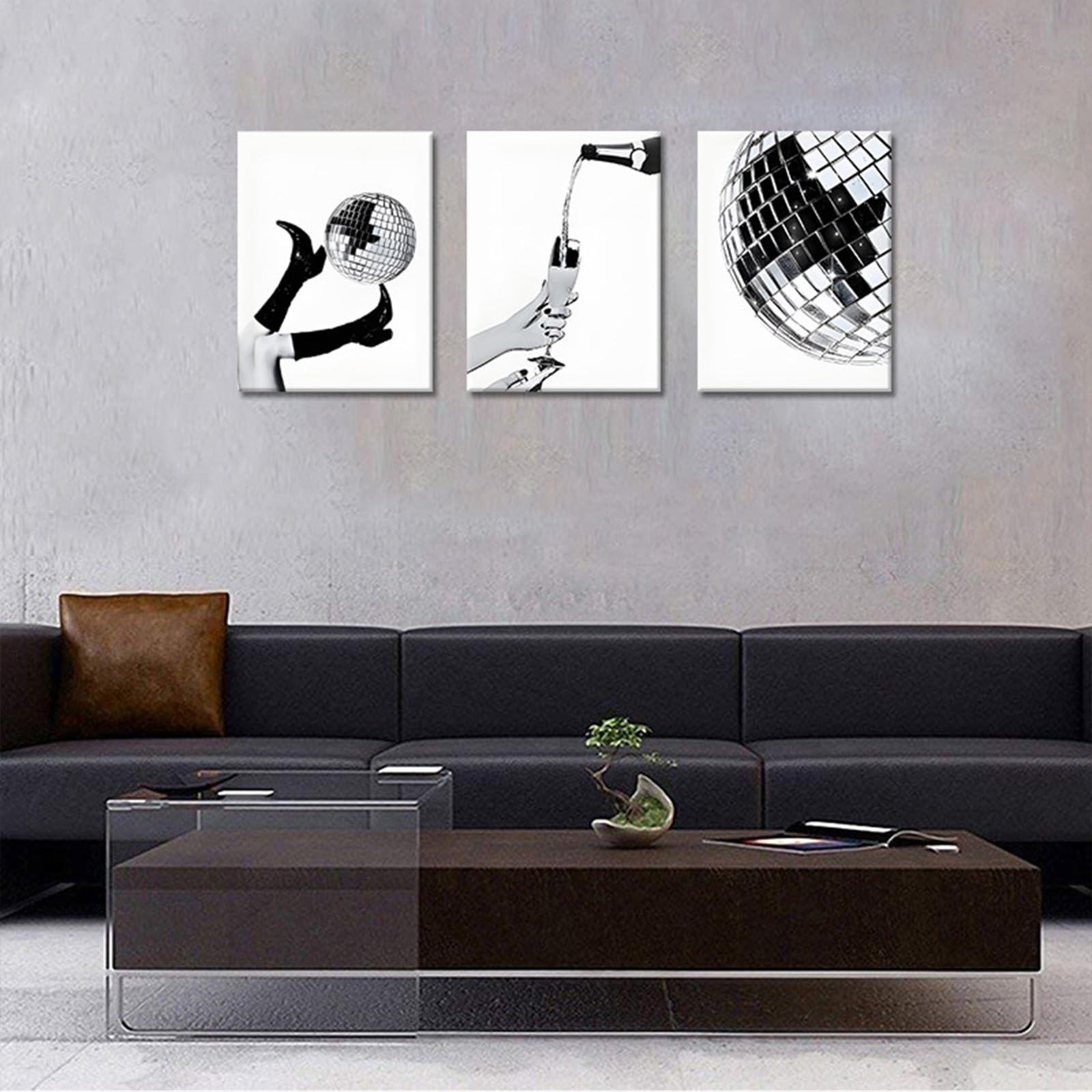 Black and White Prints House Decor - Wall Art Set of 3 Canvas Wall Art Decor Artwork YH1008, H0108, 16 x 12 inch - 40 x 30 cm - Image 3