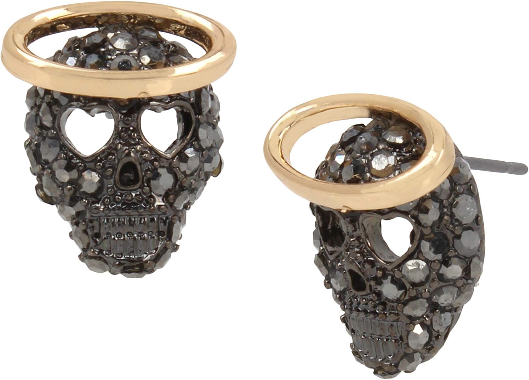 Betsey Johnson Pave Skull Stud Earrings