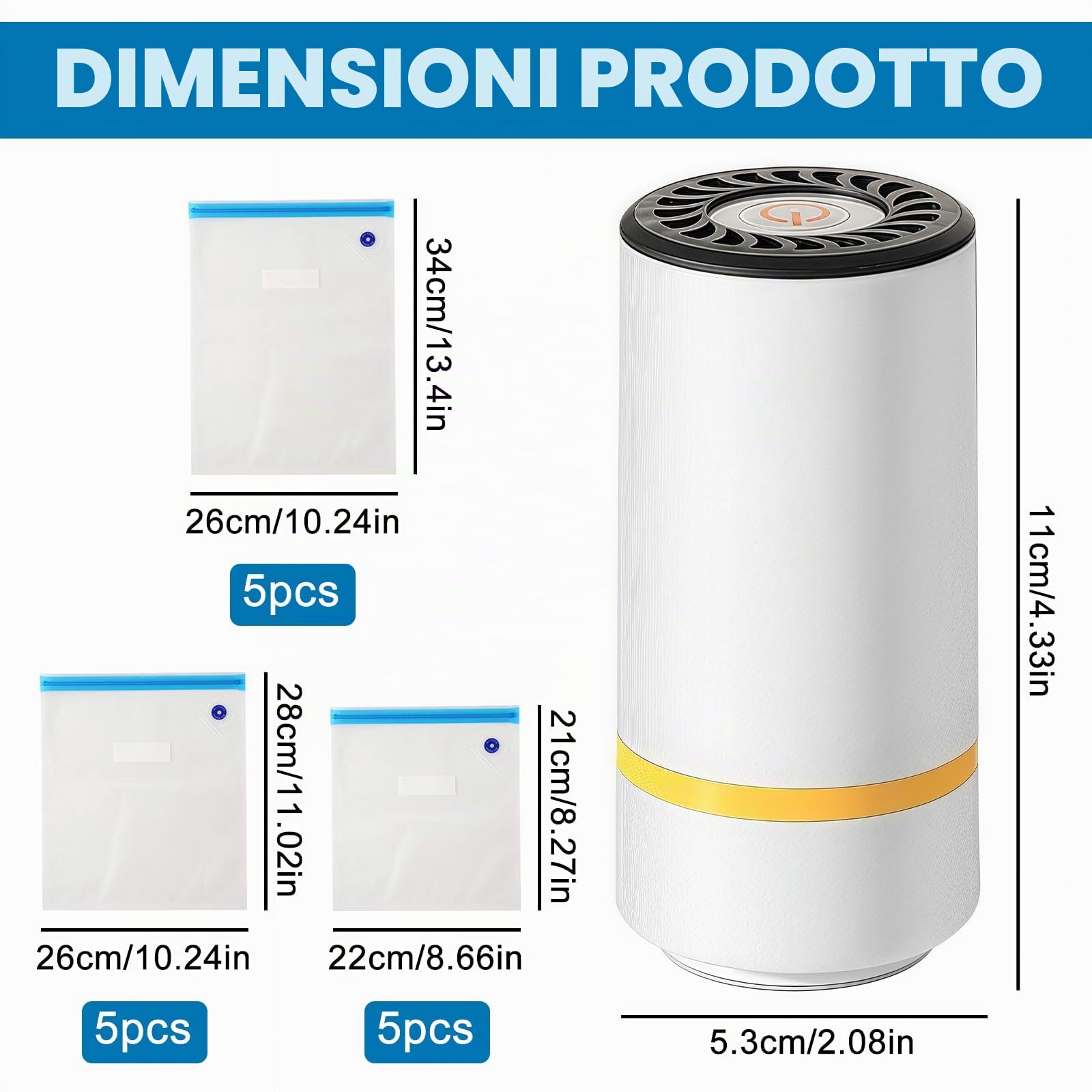 Mini macchina per sottovuoto per alimenti, macchina per sottovuoto per alimenti, macchina per sottovuoto manuale per alimenti, macchina per sottovuoto con 15 sacchetti per sottovuoto, pompa per vuoto