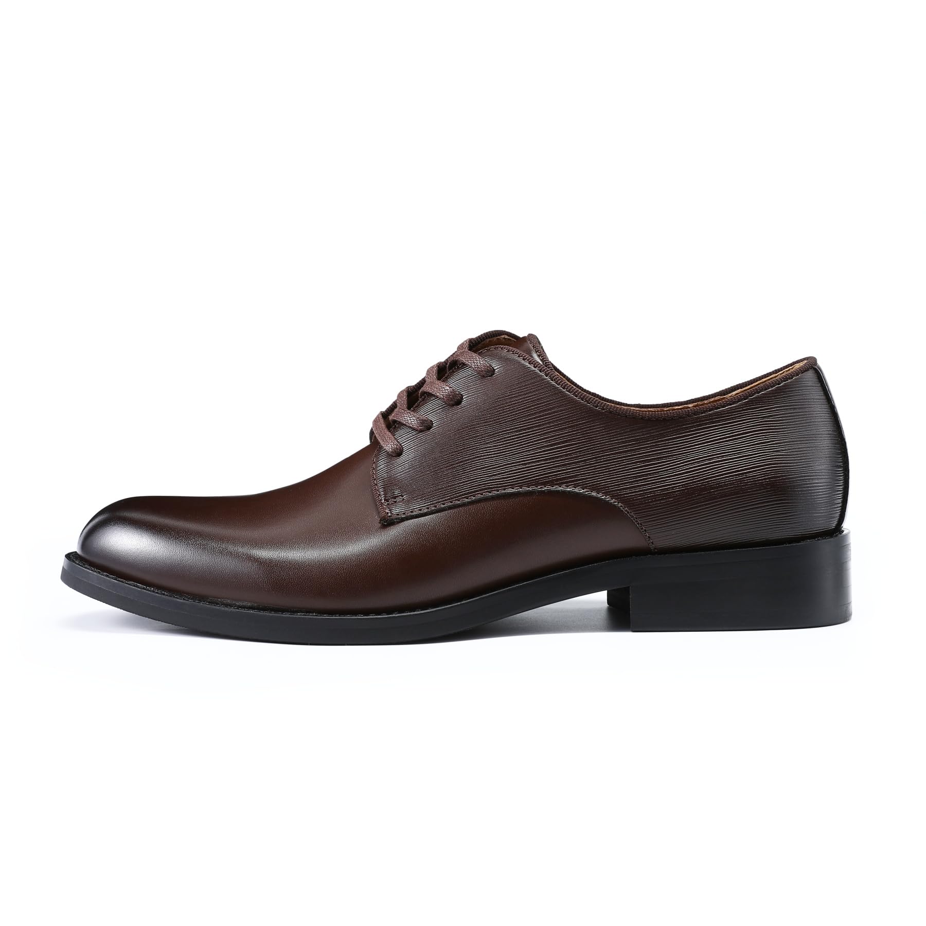 YFFUSHI Zapatos de Piel con Textura Derby para Hombre, con Cordones, Puntera Puntiaguda, de Vestir, sin Cordones