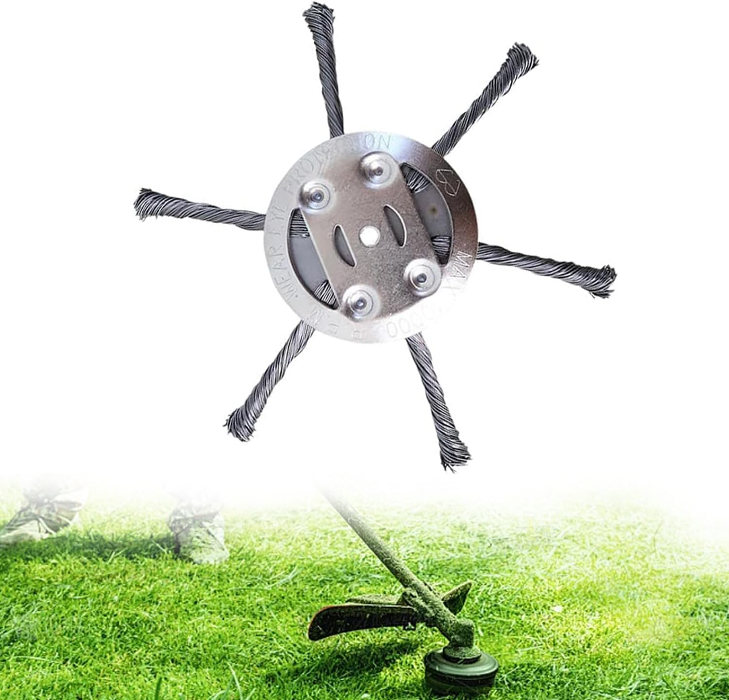 Steel Wire Grass Trimmer Head, 6 Inch Universal Steel Wire Brush Cutter Trimmer Head, Unbreakable String Trimmer Replacement Trimming Heads for Most Lawn Mower Metal Weed Wacker Eater 6 Blades-6Inch
