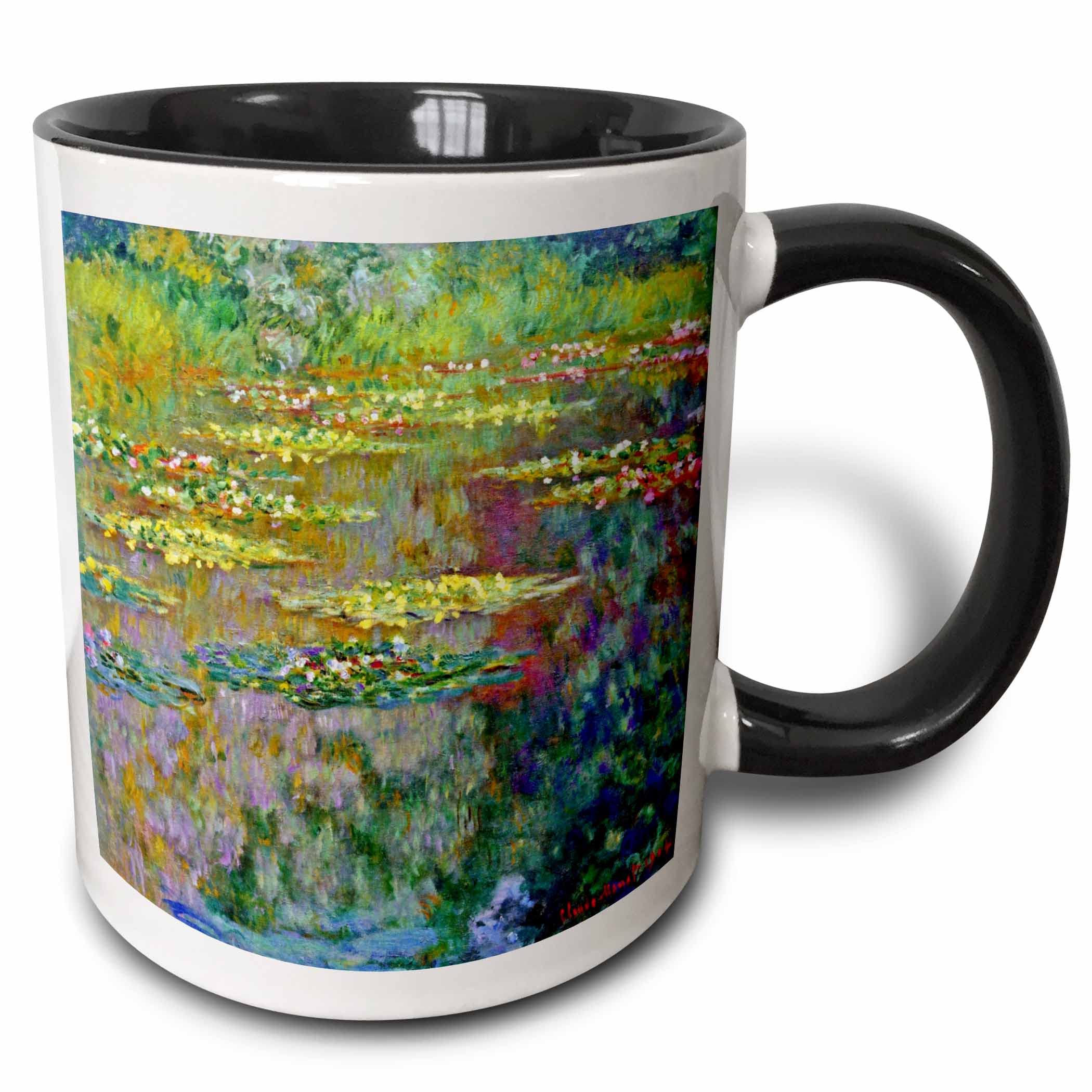 Water lilies by impressionist artist Claude Monet - waterlilies on lake famous nature impressionism 11oz Two-Tone Black Mug