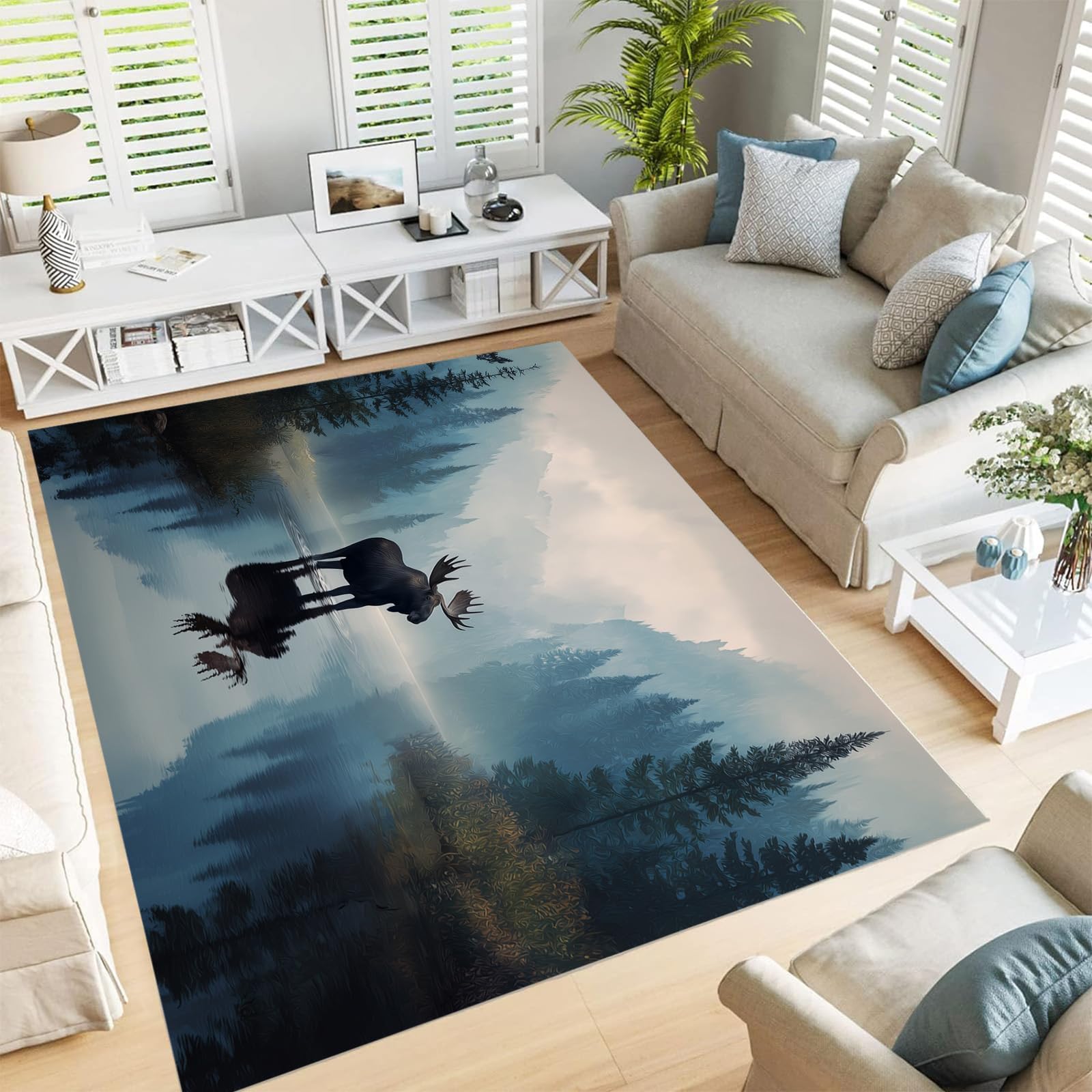 Tapis lac élan antidérapant lavable pour éviter les taches