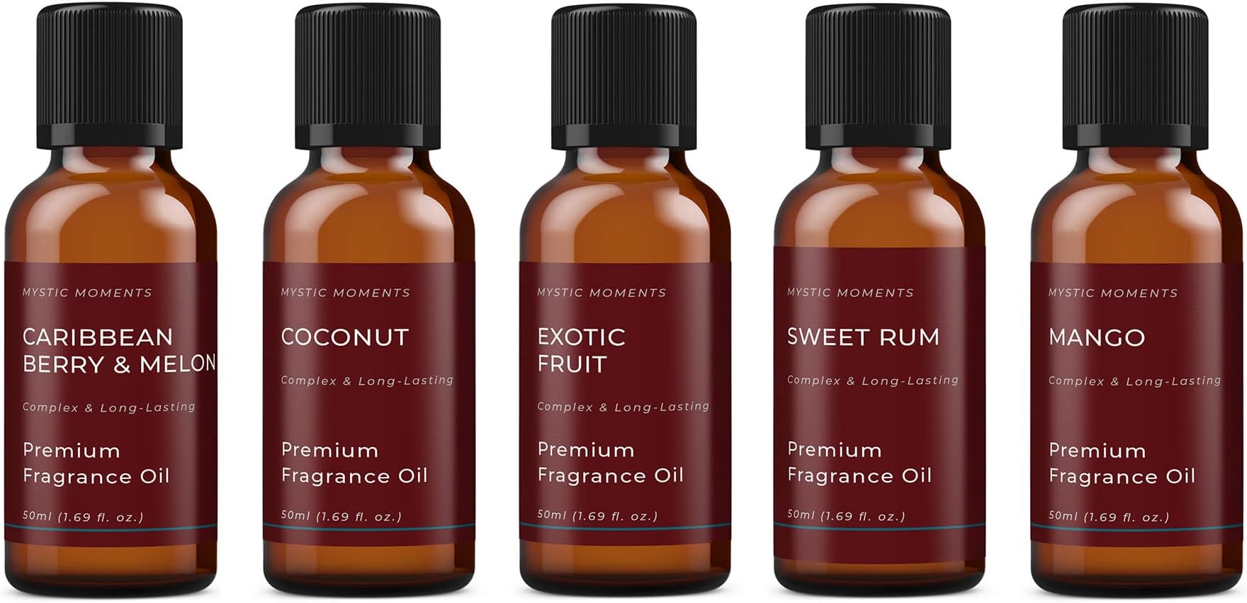 Mystic Moments | Desert Island Fragrant Oil Gift Starter Pack 5x50ml | Coconut, Coconut Lime, Pineapple, Mango & Passionfruit