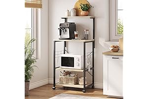 Sturdy Bakers Rack with Wheels: Bestier 4-Tier Microwave Stand for Space-Saving