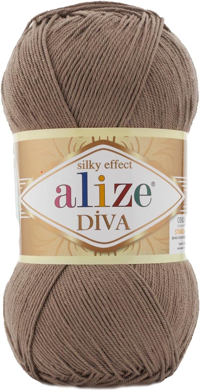 Alize Diva Silk Effect 100% Microfiber Acrylic Yarn 1 Ball skeins 100gr 383yds (688 - Cappucino)