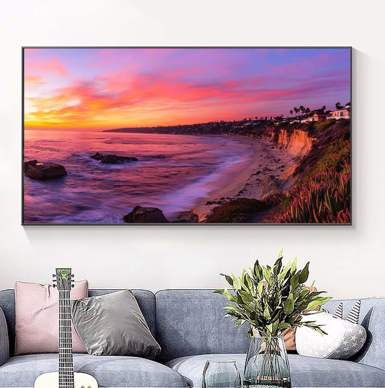 Diament Malarstwo Dorosły Duży Format Jezioro, 5D Diamentowe Malarstwo Haft Diamentowy Kompletny Zestaw, DIY Plaża Ścieg krzyżykowy Cyrkonie Diament Sztuka Hobby Kreatywne Dorośli, Dekoracja ścienna