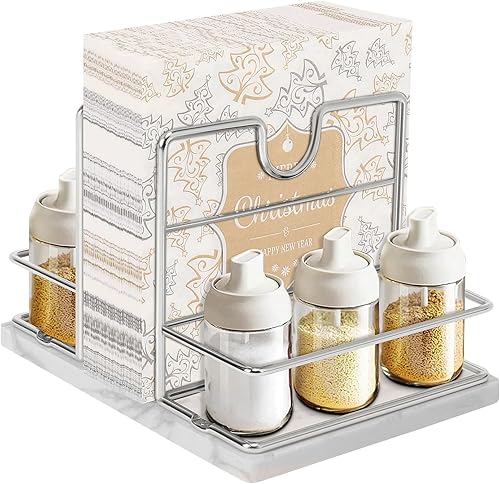 Livabber Servilletero, servilletero de metal con salero y pimentero, dispensador moderno de servilletas para mesa de cocina, no incluye saleros y