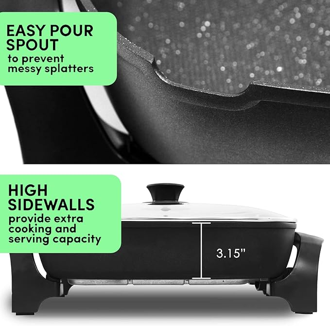 Sartén Eléctrico Familiar Antiadherente 1500W 120V miniatura 4