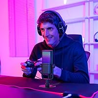 Vista 9 de TONOR Micrófono para juegos compatible con Xbox, micrófono de transmisión de condensador RGB con duración de batería de 30 horas, bajo ruido