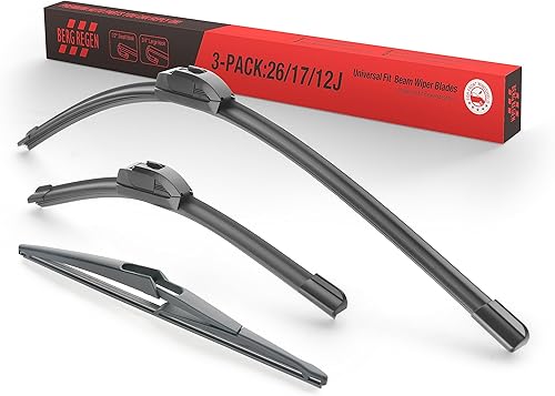 BERG REGEN - Repuesto para limpiaparabrisas de 26, 17 y 12 pulgadas para Nissan Rogue 2015-2021, Pathfinder 2013-2019 y más, set de 3, gancho J/U