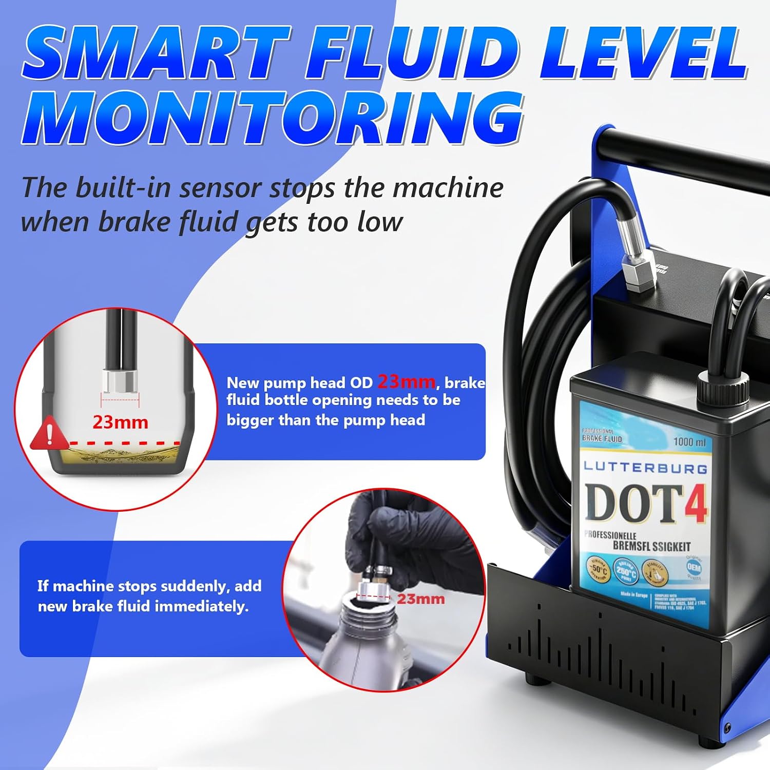 BELEY Automatic Brake Bleeder Kit for Toyota Honda & Universal Adapter, 110V One Person Electric Brake Fluid Bleeder with 4 Master Cylinder Adapters, Airless Brake and Clutch Pressure Bleeding System