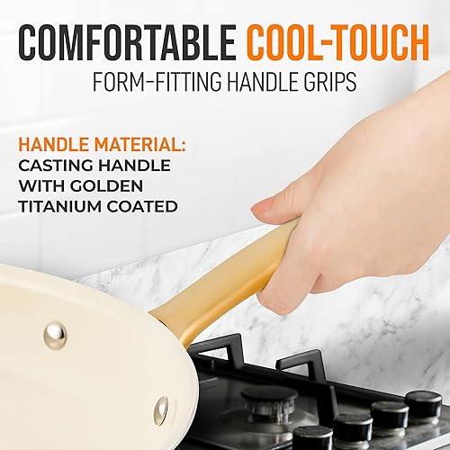 Miniatura 5 de NutriChef Sartén extra grande de 14 pulgadas, sartén antiadherente profesional para utensilios de cocina caseros con mango de silicona recubierto de