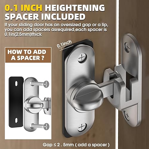 Miniatura 6 de Cerradura de puerta corrediza de granero, cierre de puerta corrediza de 90180 grados para granero, mascota, baño, al aire libre, garaje, ventana (1,