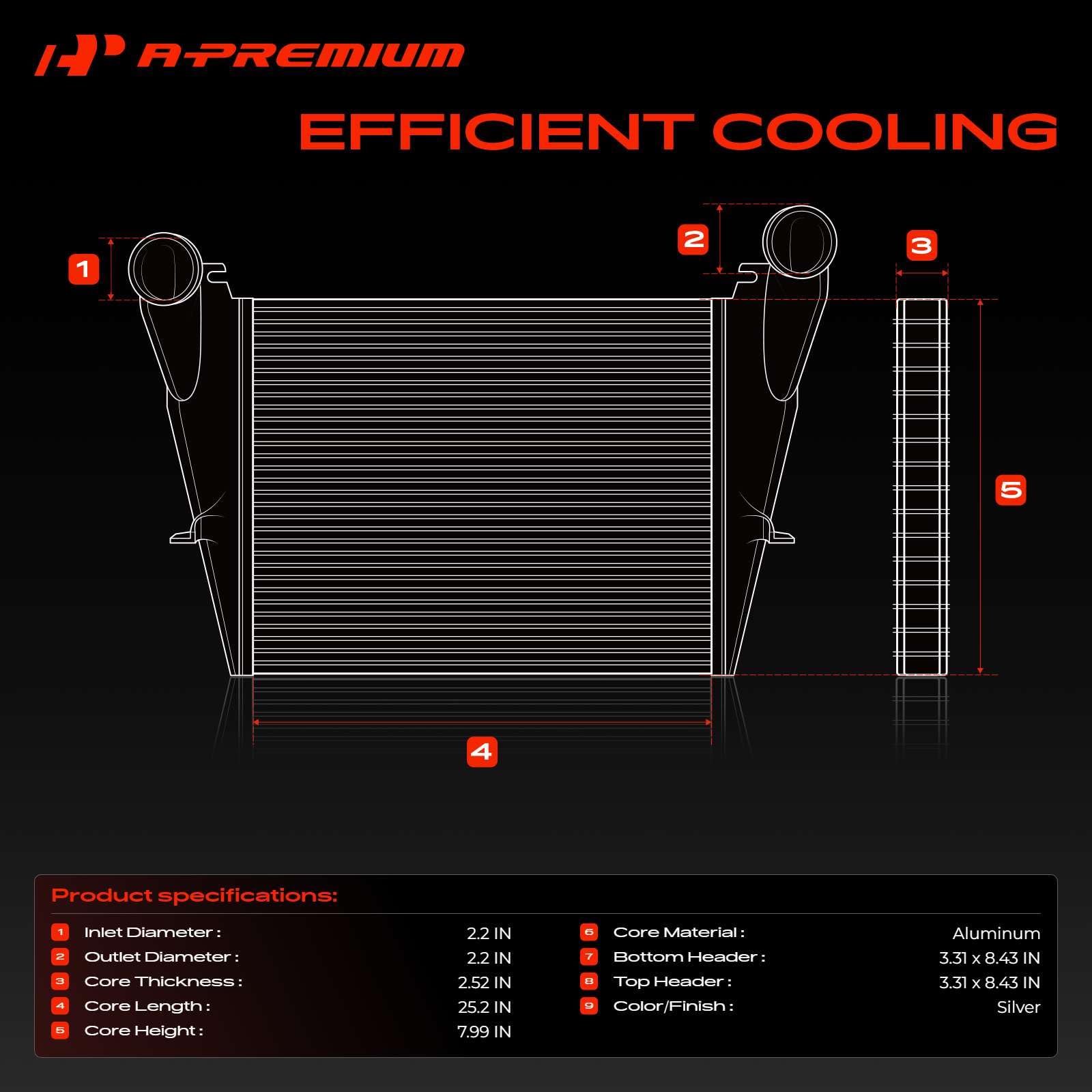 A-Premium Intercooler turbo compatibile con Mercedes-Benz Sprinter 2500 3500 2013-2018 2.1L 3.0L turbo