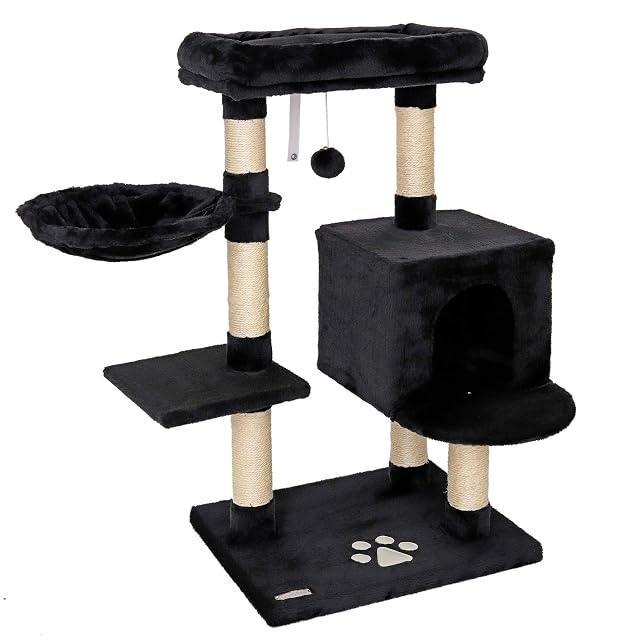 lionto Árbol rascador para Gatos Altura 93 cm, Negro