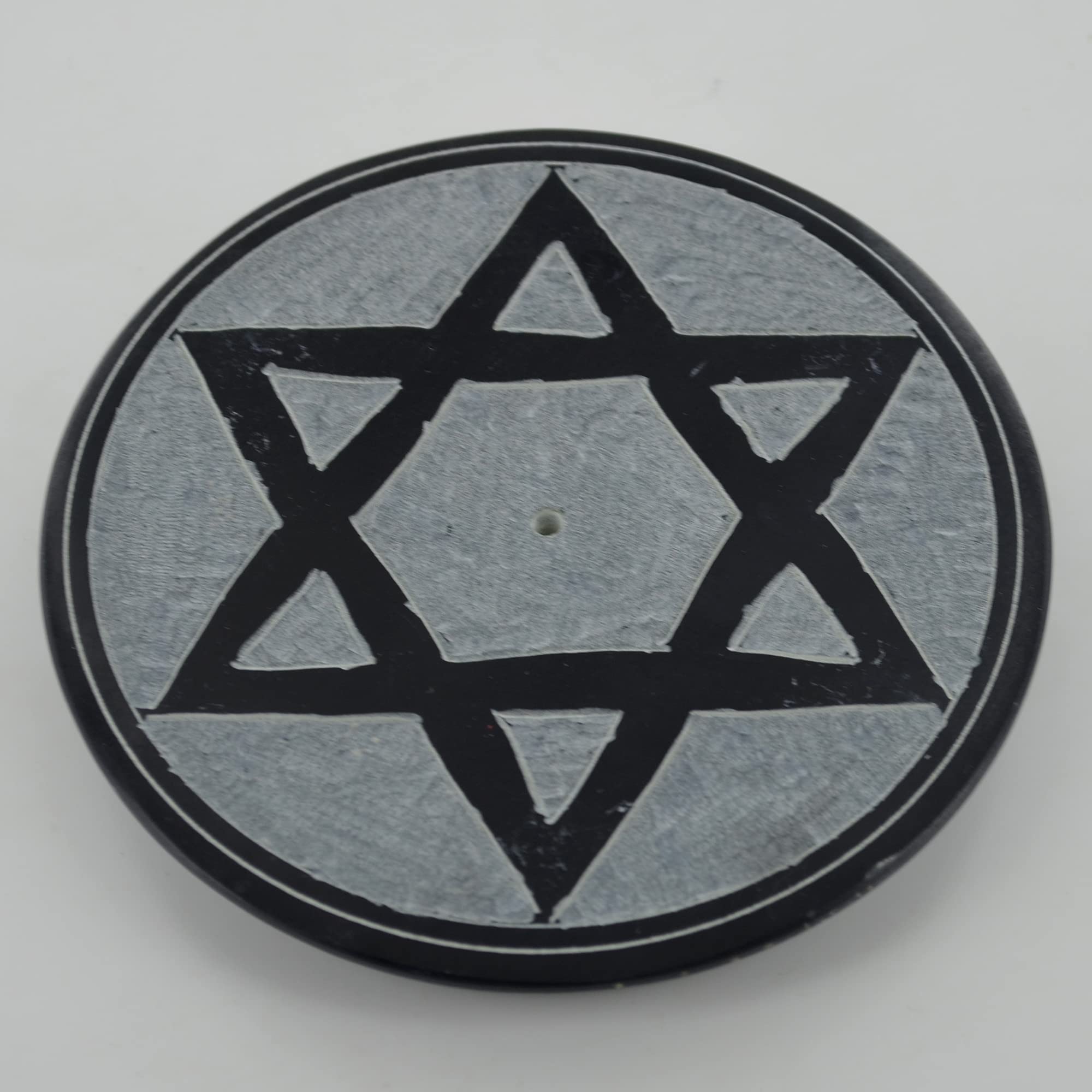 Soapstone Pentagram Incense Plate Silver Style Bedroom Living Room Fragrance Home Decor Candles Mythical Symbol Magic Witch Celtic Pagan Wiccan 10cm