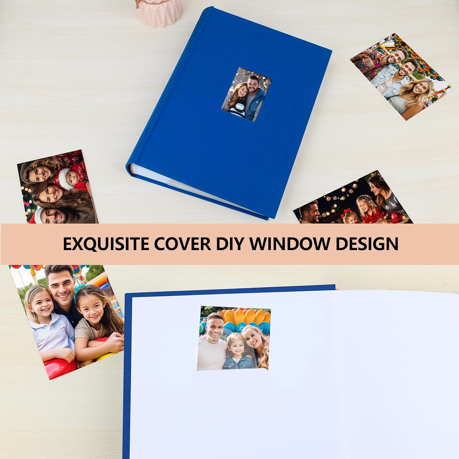 Aevdor 4x6 Photo Album, 450 Pockets, Writing Space, Linen Cover, Blue image 5