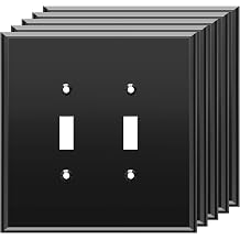 LIDER Double Toggle Switch Wall Plate, Mirrored Dual Light Switch Plate, Reflective Finish Switch Cover, Modern Decoration Upgrade, Oversized 2-Gang 5.25" x 5.25", Acrylic, Mirror Glass Black, 5-Pack