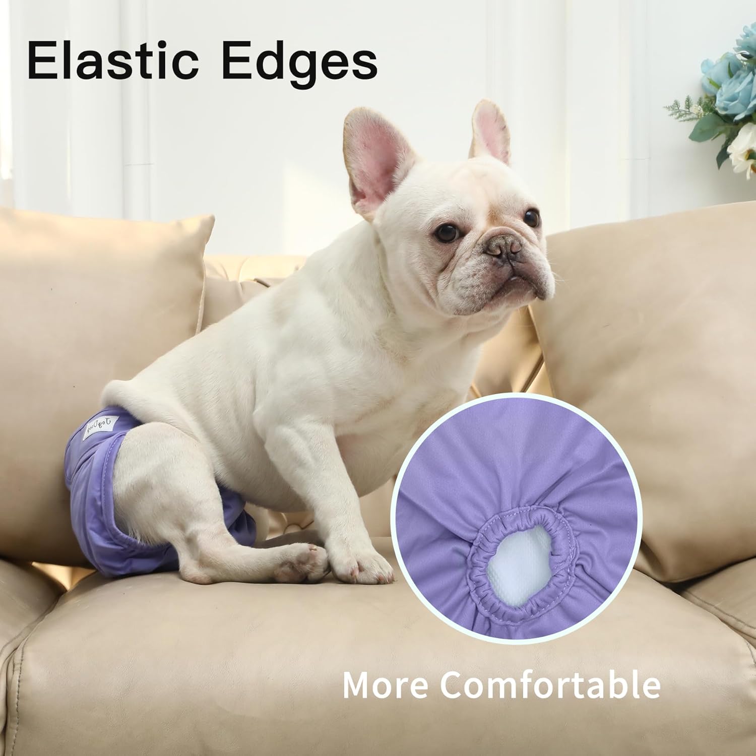 Female Dog Diapers for Large Dogs,4 Pack Reusable Washable Premium Doggie Diapers for Heat,Incontinence,Period Doggy Nappies,XXL