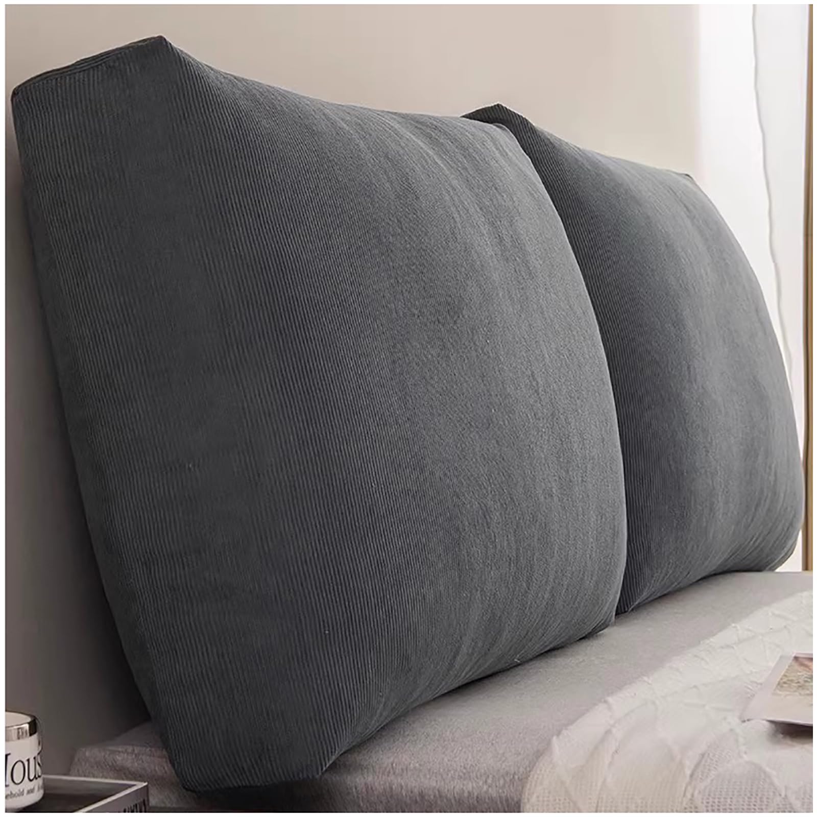 Coussin de lecture gris 60x58x18 cm en velours côtelé
