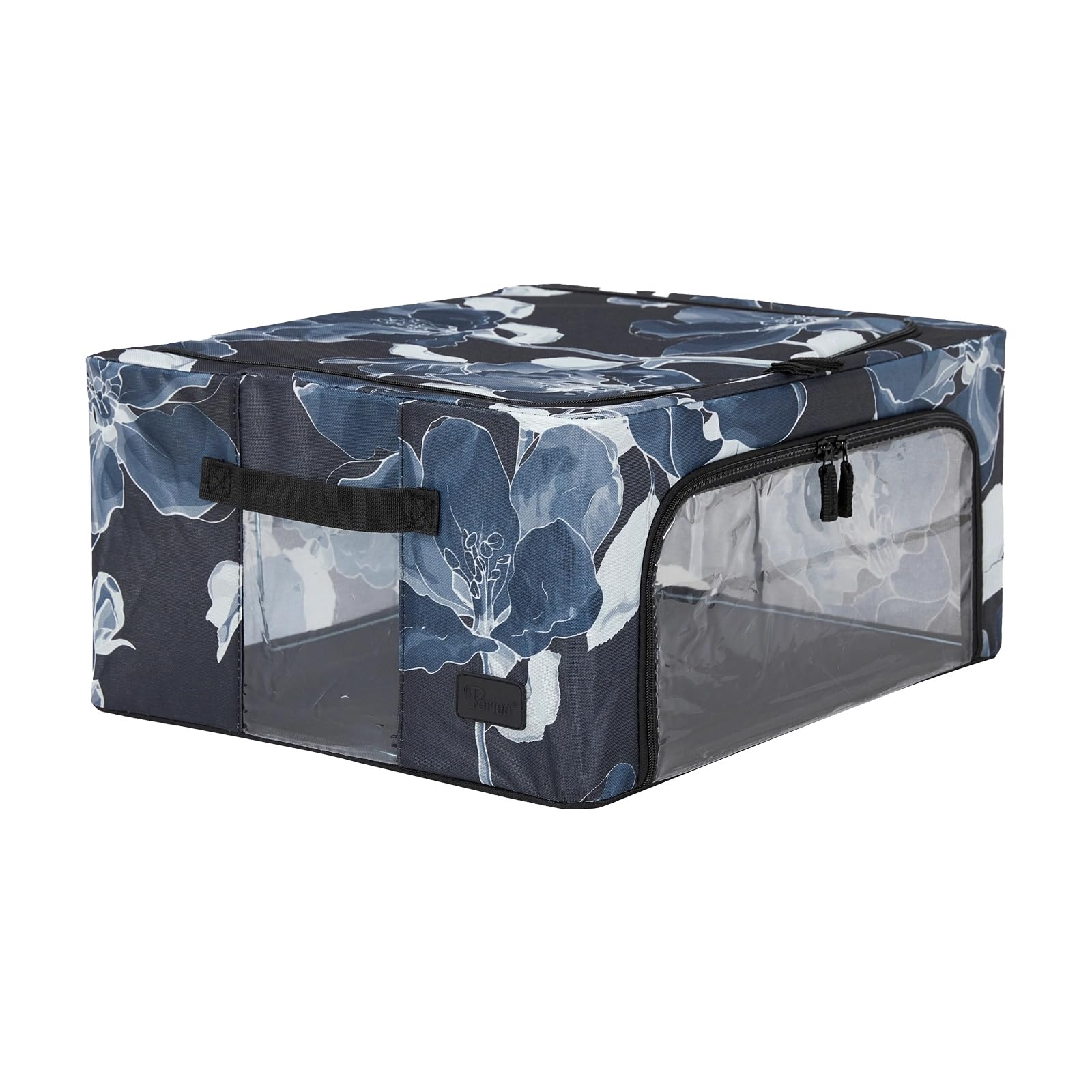 Periea ‘Beau’ Folding Collapsible Stackable Fabric Home Storage Boxes with Steel Frames (Black Grey Floral, Large) — view 10