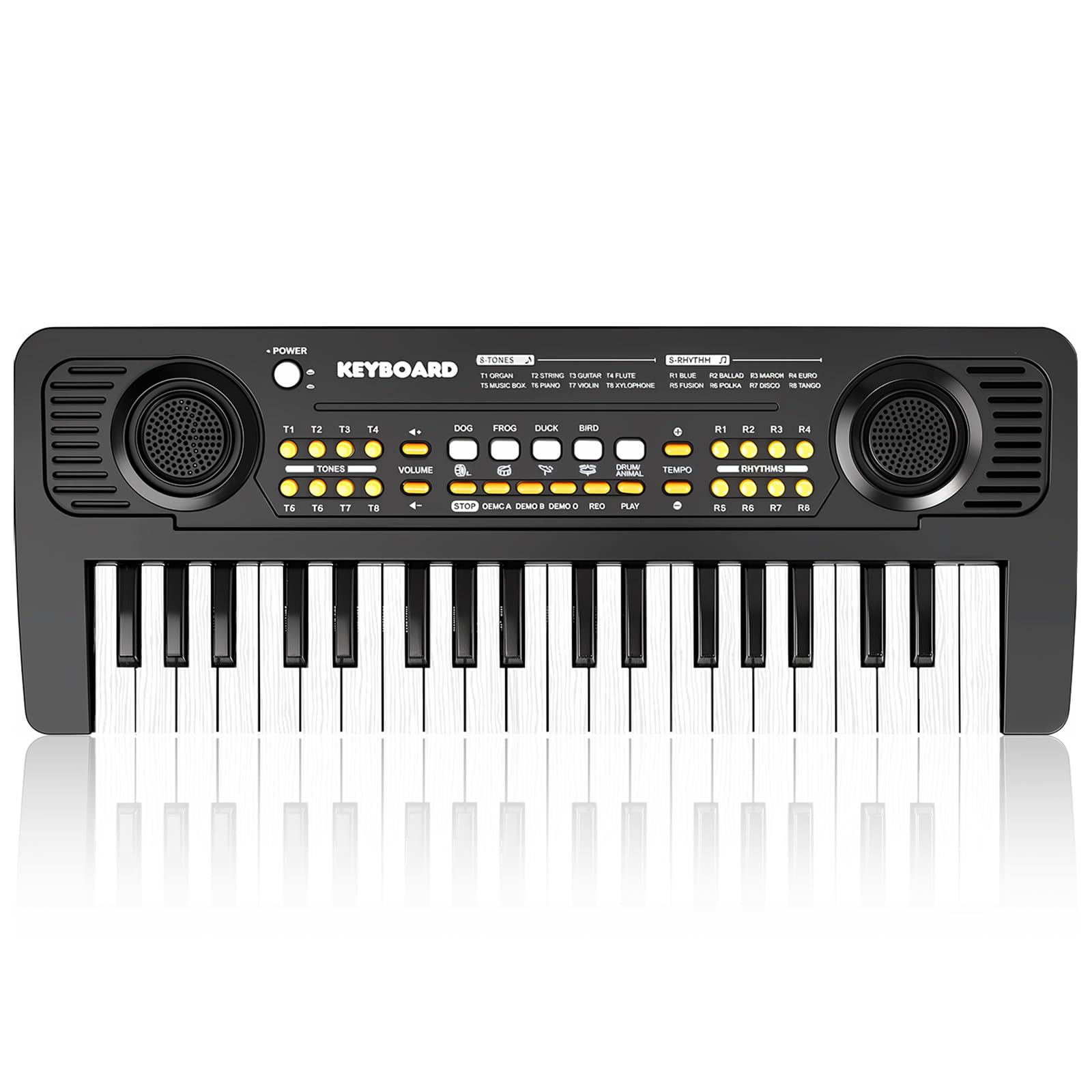 Clavier Piano Enfants 37 Touches avec Microphone Jouets pour 3 4 5 6 - Noir | Portable Musical Instrument Numériques Portables pour Garçon Filles Noël Anniversaire Cadeau