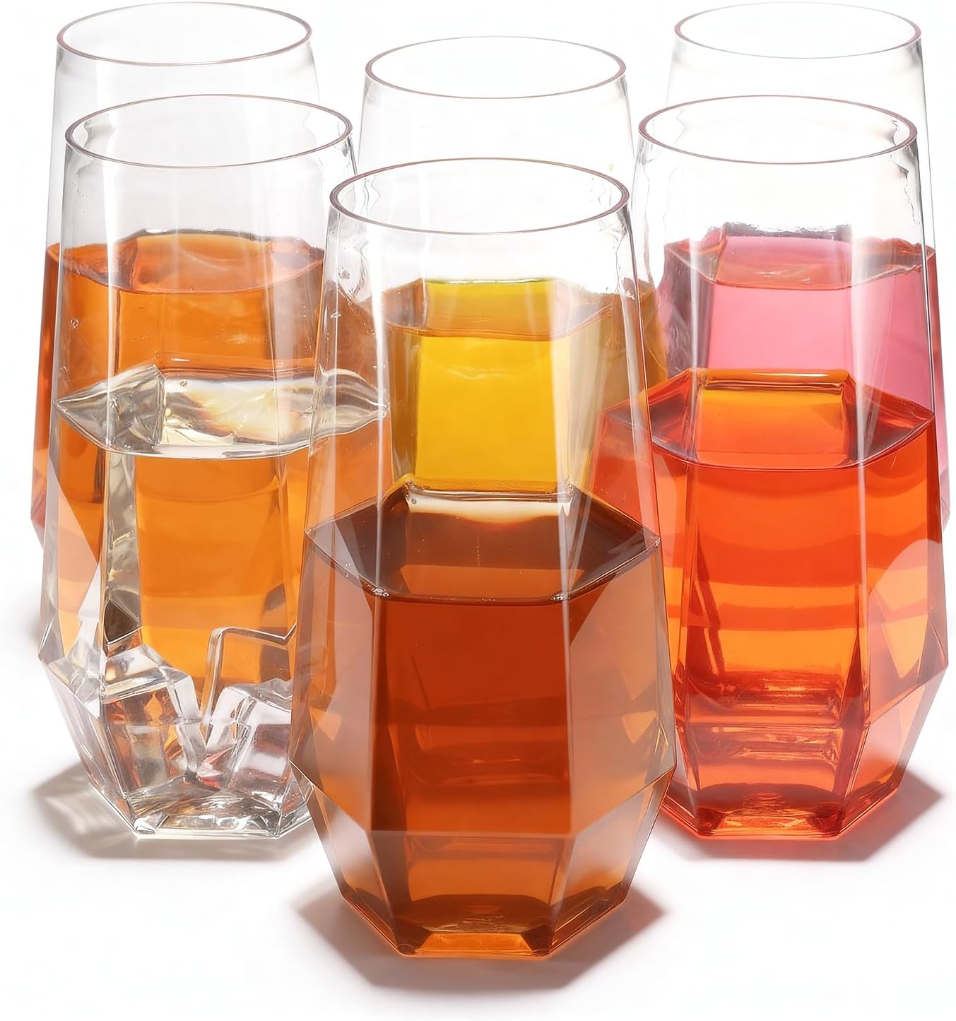 Goodluck 48 Clear Pack Diamond Unbreakable Stemless Plastic Glasses 9 Oz BPA-Free, Durable Disposable Wine/Champagne Flutes for Toasting & Cocktails, Ideal for Weddings, Bars, Events & Celebrations