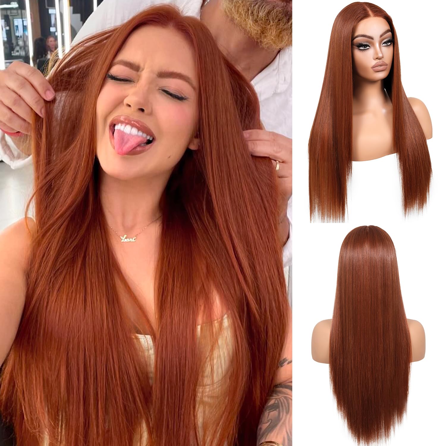 Ombre Blonde Lace Front Wig for Women Synthetic Lace Straight Wigs PrePlucked Ready to Wear Glueless Wig 13X5X1 Lace Wig Dirty Blonde 26inch