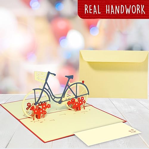 Miniatura 4 de LIN17180 - Tarjeta de felicitación emergente 3D LIN para cumpleaños, invitaciones, bicicleta, ciclista, ciclismo, N156