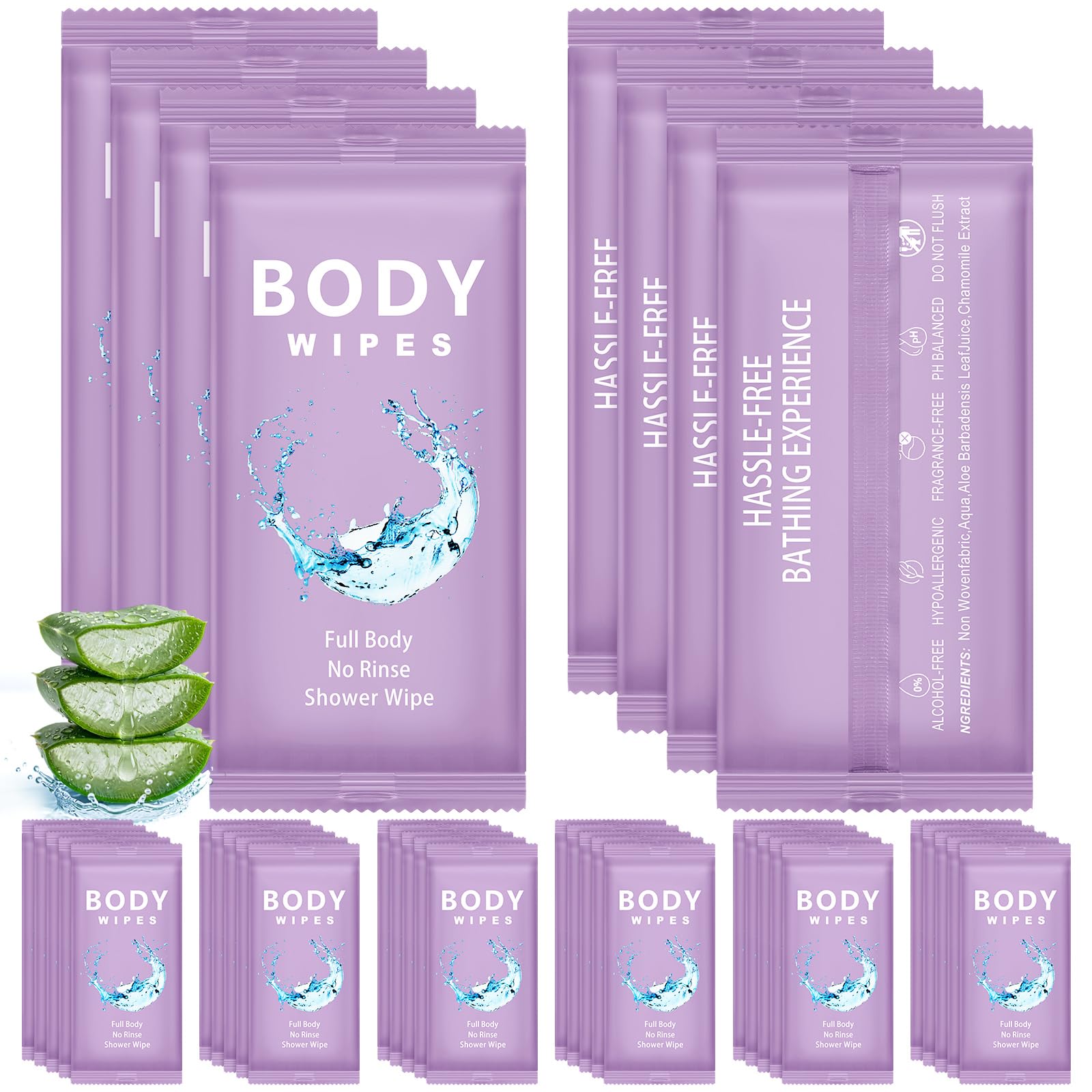 Treela 300 Pcs Large Body Wipes Bulk Deodorant, 7.09" X 9.84", Purple