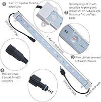 Vista 6 de Litever Kit de tira de luz de cultivo de 36 W con temporizador, 4 tiras de luz LED de 16 pulgadas con cables de extensión, accesorios de montaje