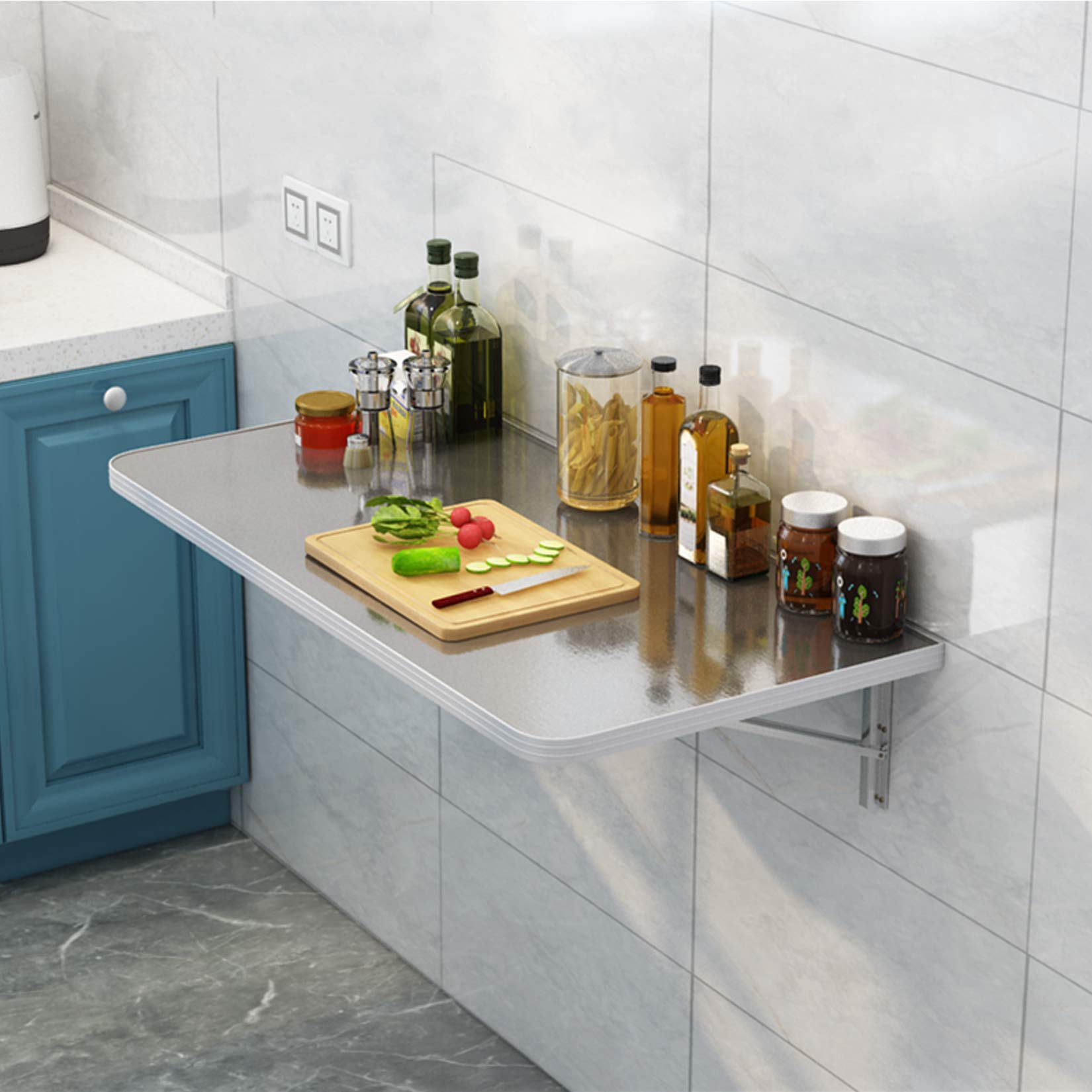 Wall Mounted Table Stainless Steel Wall Shelf,Heavy Wall Folding Table,Dining Table,Computer Desk,Desk,Space Save,for Study,Bedroom,Balcony,Bathroom