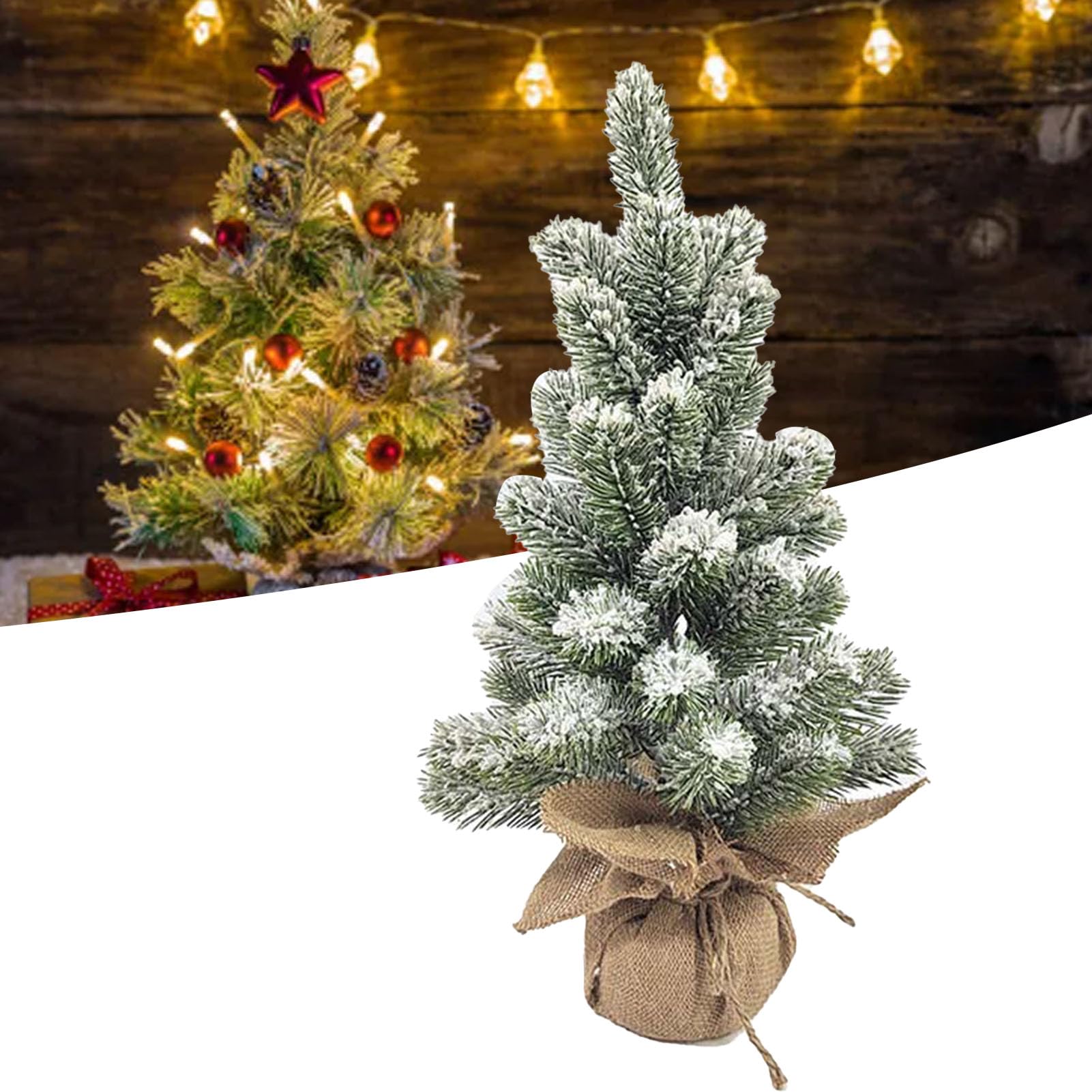 Arbre de Noël Réaliste pour petits espaces gain de place dessus table floqué