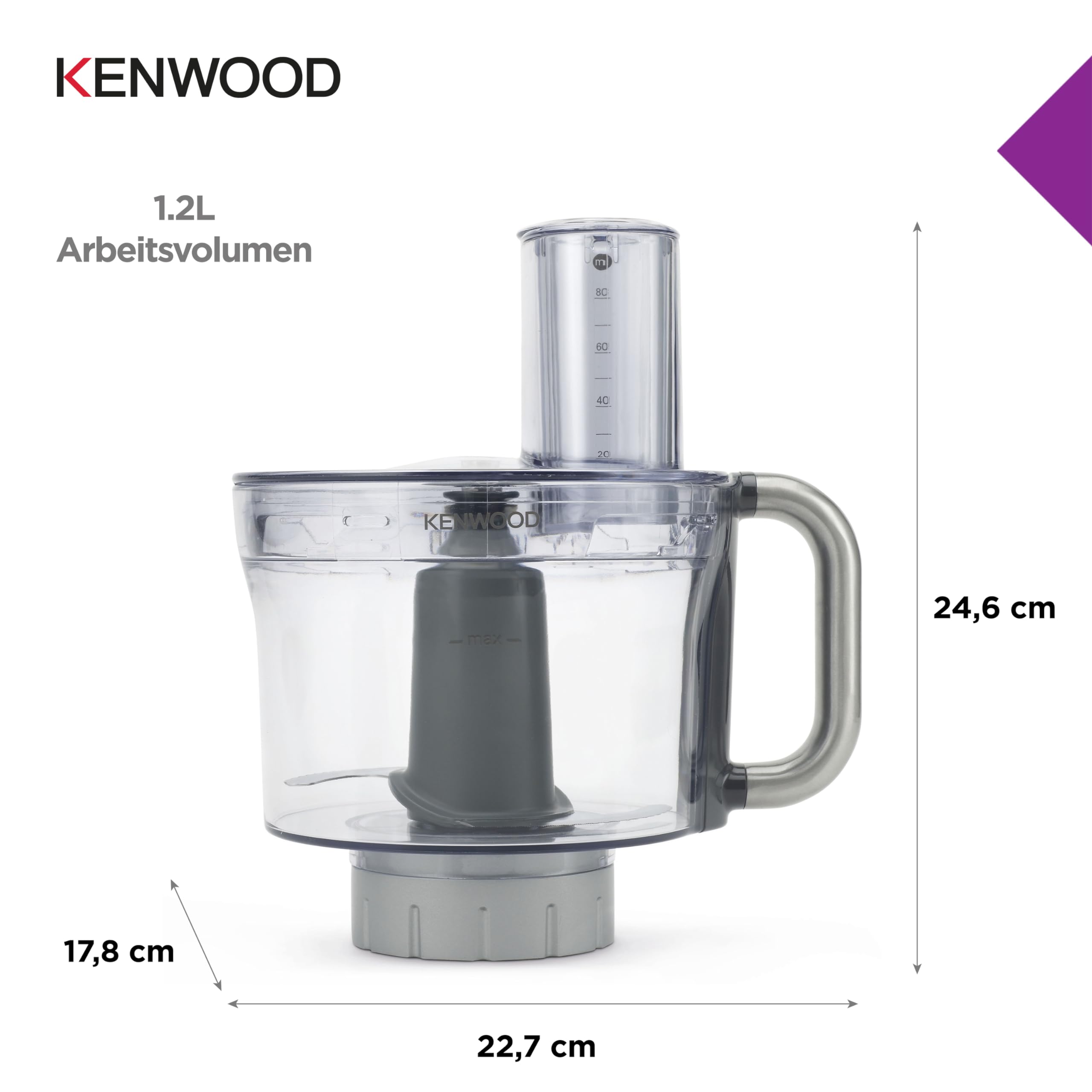 Kenwood KAH647PL Multi-Zerkleinerer (grob und fein, schneiden, raspeln, reiben, Küchenmaschinen-Zubehör, Geeignet für alle Chef Küchenmaschinen), 246mm x 227mm x 178mm
