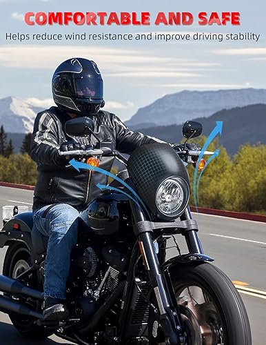 Miniatura 7 de Amazicha Máscara de carenado de faro delantero para Harley Davidson Sportster XL 883 1200 Dyna FX XL 1973-UP (negro mate)