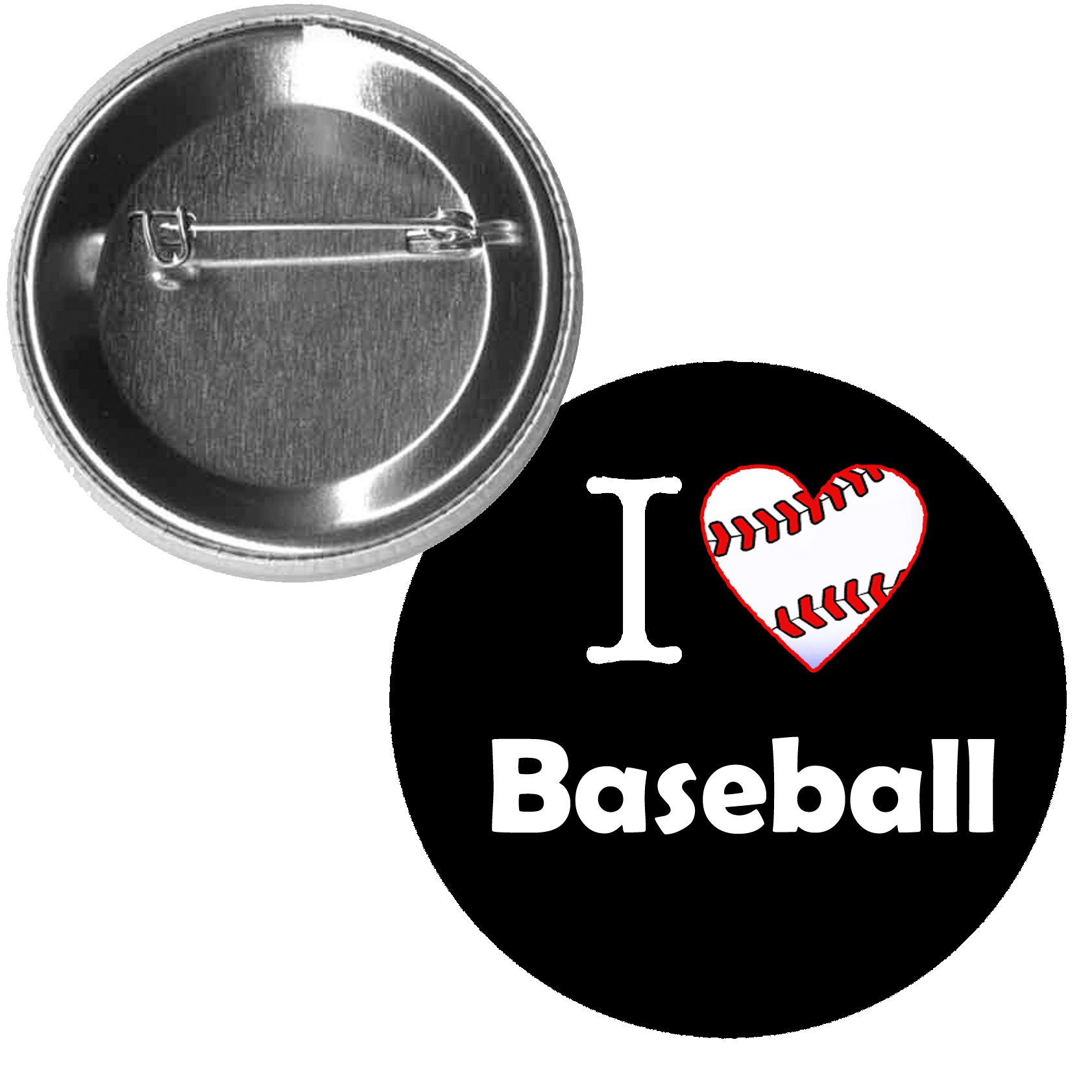 I Love Baseball Pinback Button Pin 1.25" Hobbies Sports