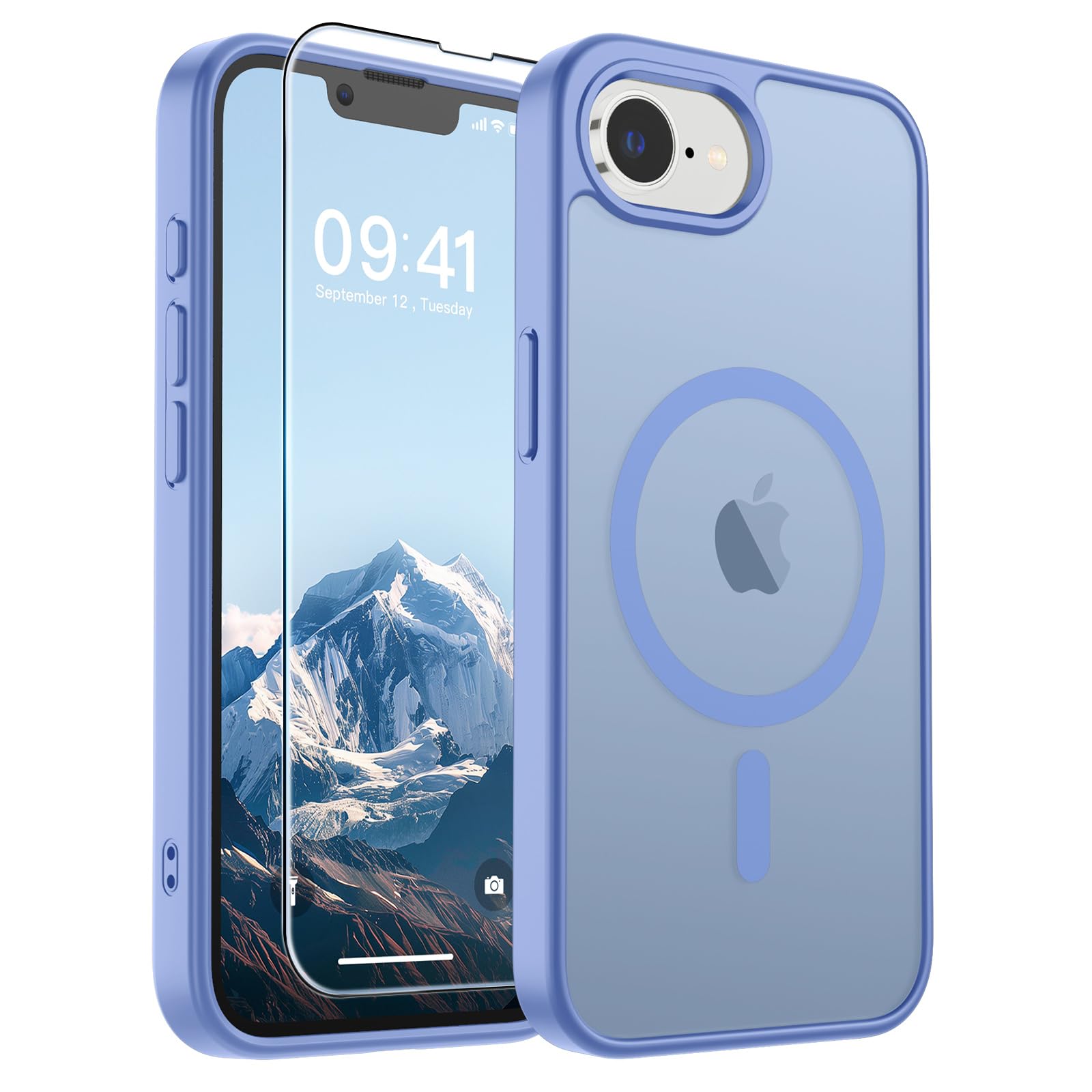 SUPFINE Magnetic for iPhone 17e Case/iPhone 16e Case Blue Purple | With Screen Protector, Translucent Matte, Compatible with MagSafe, Military Grade Drop Proof, Rugged Shockproof Protective