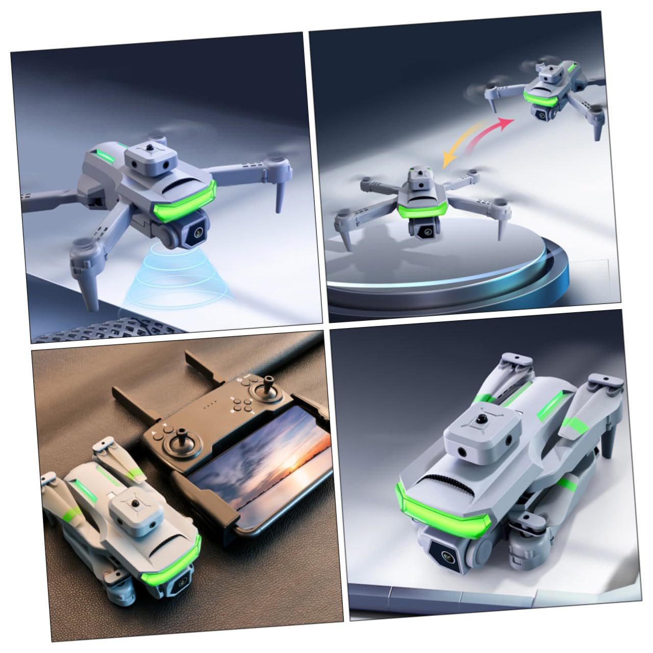 ORFOFE Drone Pieghevole Rc Aereo Telecamera Quadricottero Ricaricabile per Adulti e Adolescenti con Luci LED