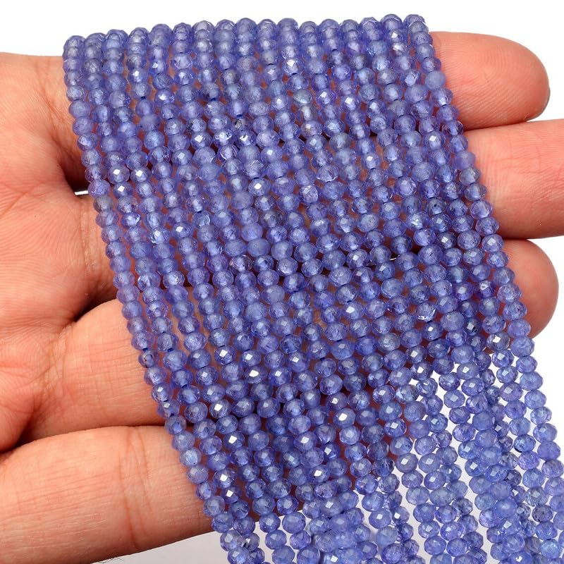 Perles en tanzanite véritable de haute qualité AAA+ micro-facettes pour joaillerie d'exception - 5