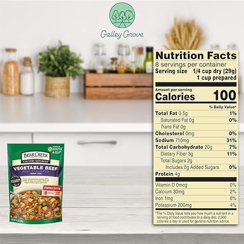 Miniatura 4 de Paquete de mezcla de sopa seca con solo agregar agua con Bear Creek Country Kitchens - Carne de res vegetal, paquete de 3, preenvasada a granel, se