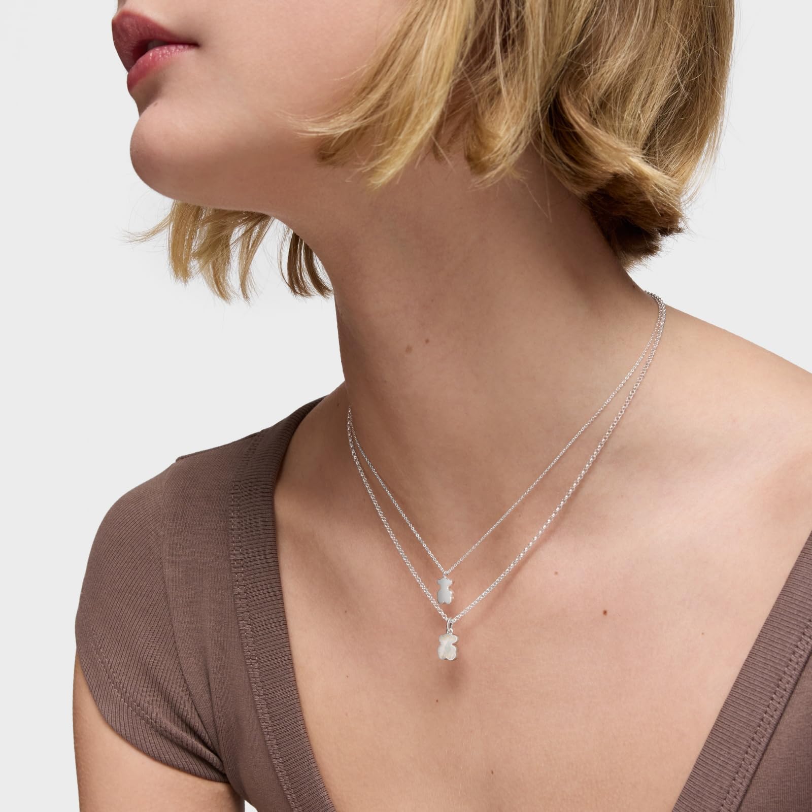 TOUS Collar corto de plata y motivo oso en nácar, Para Mujer, Colección Icon Color