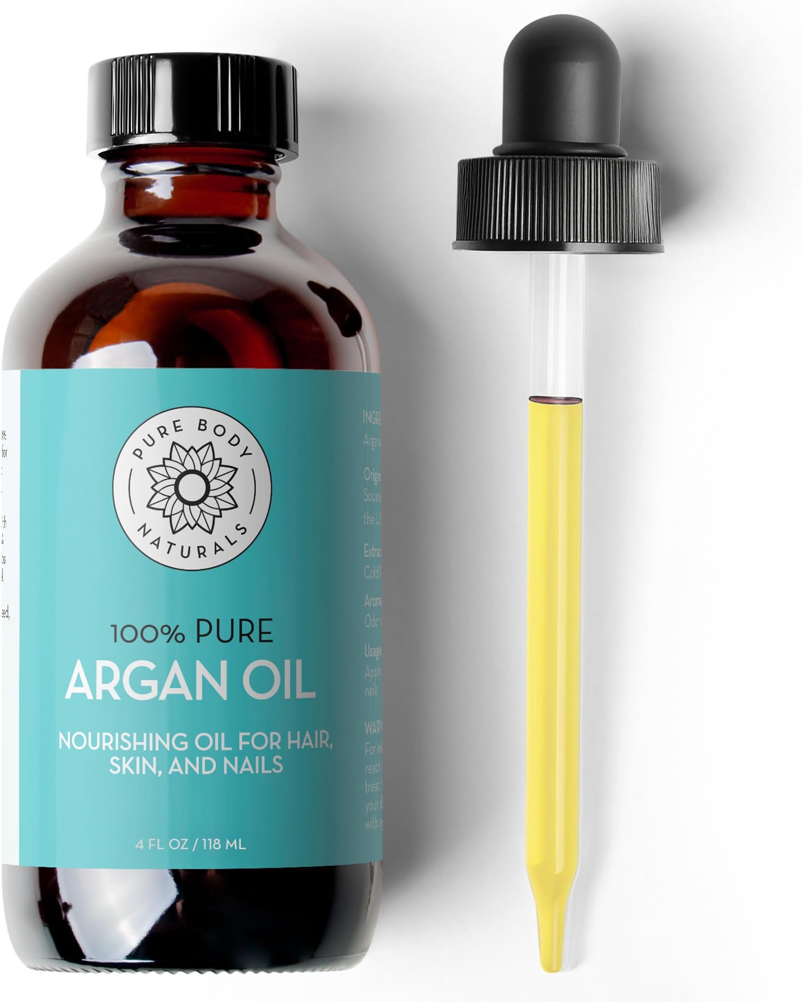 Organic Argan Oil for Skin, Face, Hair & Nails, 4 fl. oz.