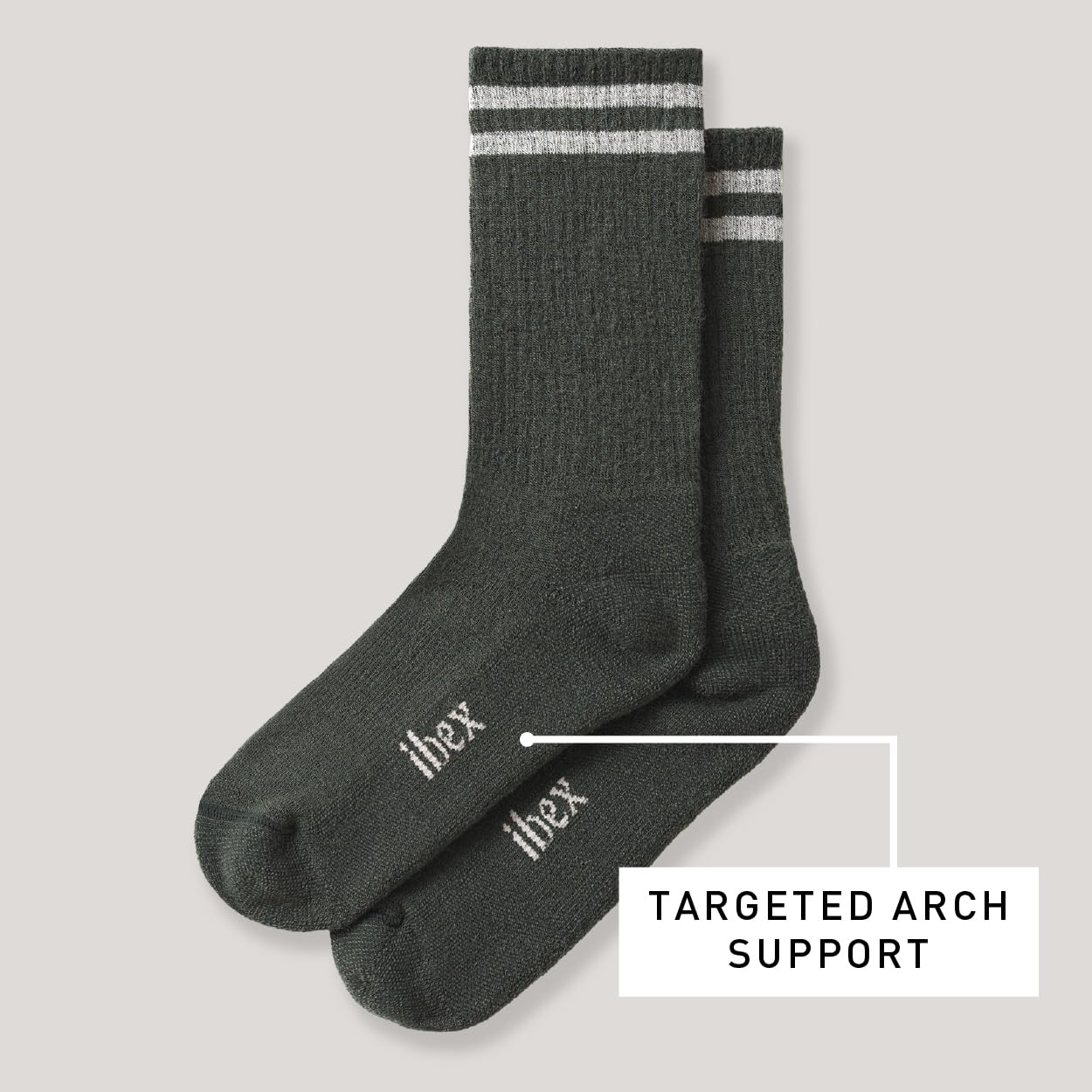 IBEX Calcetines ligeros unisex de lana merino para senderismo, calcetines transpirables con soporte de arco y talón y puntera reforzados