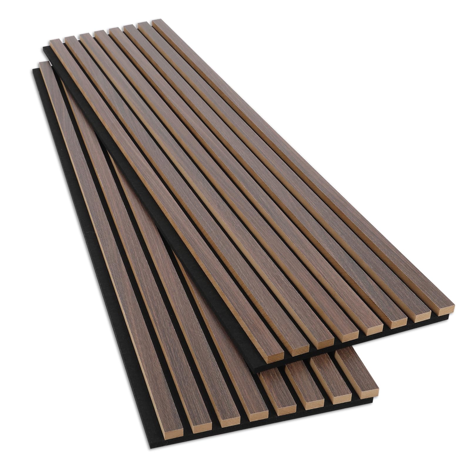 Wood Slat Wall Panel,2 Pack 3D Acoustic Wood Wall Panels,47.2” x 12.8” Wood Slat Acoustic Panels for Interior Wall Decorative,Living Room,Bedroom,Kitchen - Natural Walnut