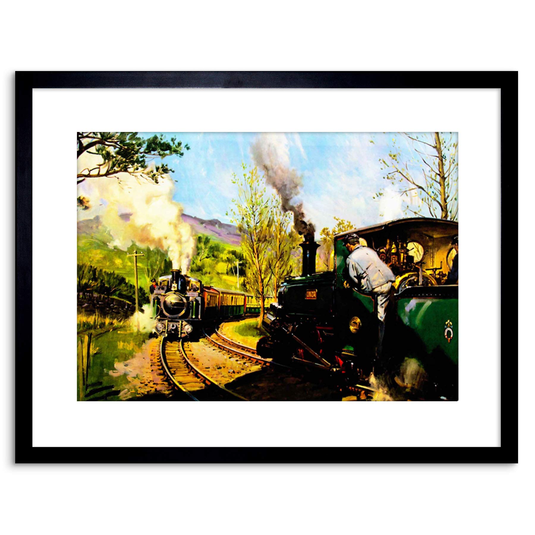 Wee Blue Coo 9x7 '' VINTAGE STEAM TRAIN FFESTINIOG RAILWAY WALES FRAMED ART PRINT F97X742