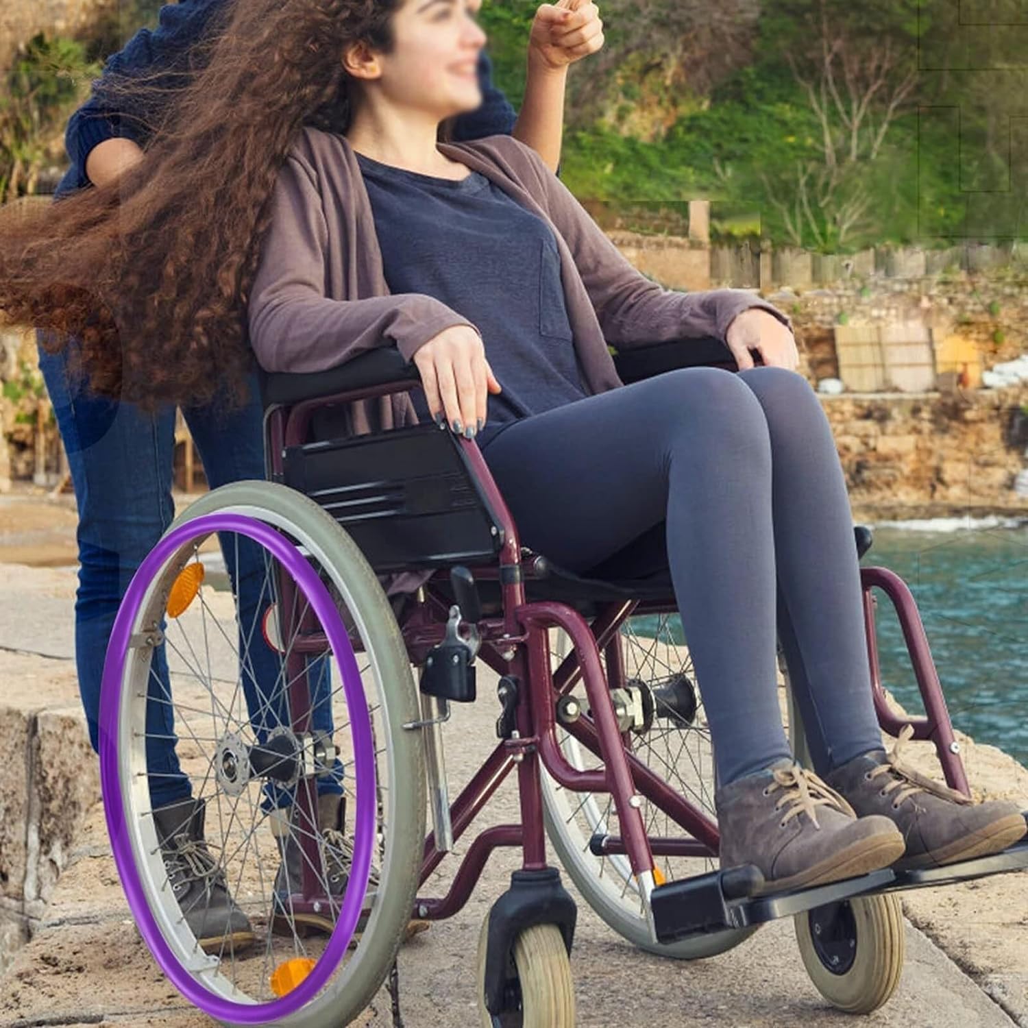Silikon-Schutzhülle für Rollstuhl, rutschfest, für Hinterrad, verbessert Griffigkeit und Traktion, Zubehör für 61 cm große Rollstühle